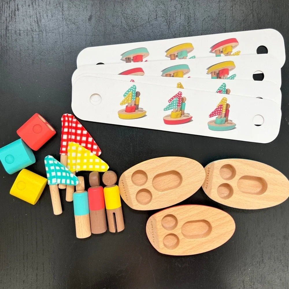 Lovevery Wooden Sailboat Sorting Set Multicolor Montessori STEM Toy One Size